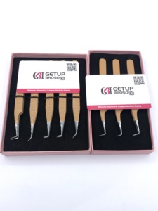 Pince à épiler diamantée antistatique GETUP BROSONS IMPEX de haute qualité en acier inoxydable avec revêtement en poudre couleur Tan, à 90 degrés - Product Image 3