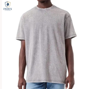 T-shirt en coton lavé surdimensionné pour homme Index Apparel, couleur unie, col rond, manches courtes, coupe décontractée, longueur normale - Product Image 1