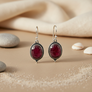 Pendientes de Rubí en Plata 925, Joyería Clásica para Mujer, Uso Diario - Product Image 3