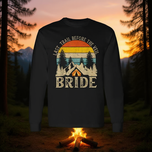 Camiseta de manga larga estilo vintage promocional para despedida de soltera: Última camada antes del velo - Camiseta retro para la futura novia - Product Image 3