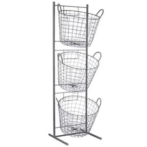 Cestas de Almacenamiento de Frutas y Verduras de Alambre de Hierro Metálico con Acabado Negro en Forma de Cubo, 3 Niveles, para Mesa de Comedor, Utensilios de Cocina, Uso Doméstico - Product Image 1