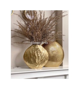 <b>Set</b> Of 2 Trending Design <b>Vase</b> Superior Quality Different Sizes Gold Color Decorative <b>Vases</b> From Manufacture In India - Product Image 1