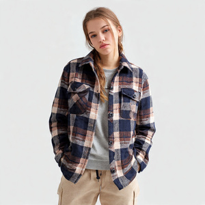 Veste en flanelle à carreaux 100% coton à capuche pour femmes, streetwear, veste en flanelle pour femmes, poche poitrine, vestes en flanelle à carreaux pour femmes - Product Image 6