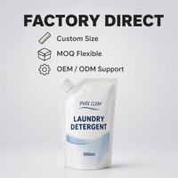 Sachet de recharge personnalisé pour lessive en poudre, pochette souple verticale 500 ml, imprimé en héliogravure, OEM ODM, avec bec verseur