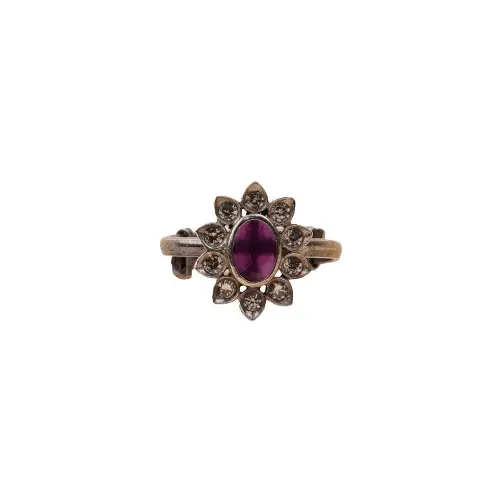 Beautiuful Nature Inspired Oxidised Silver CZ Ruby Embellished Rings makes ideal for Women Office Wear Accessory at Low Cost