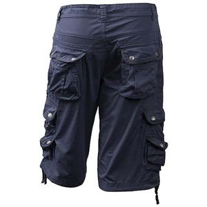 Summer Heavyweight <b>Navy</b> Blue Cargo <b>Shorts</b> for <b>Men</b> 100% Cotton Multi-Pocket Solid Pattern Custom Logo for Outdoor Work - Product Image 3