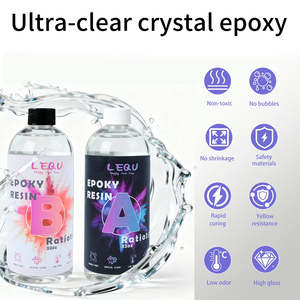 Resina epoxi ultra transparente LEQU Happy And Fun de 32 oz, adhesivo AB de alto brillo, cristalino, para manualidades y decoración del hogar. - Product Image 1