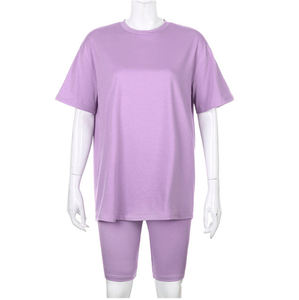 Ensemble short et t-shirt à manches courtes décontracté et uni pour femmes, ensemble 2 pièces pour femmes, ensemble court 2 pièces - Product Image 4