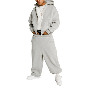 Manufacturer Custom Men Winter Streetwear Solid Breathable Hoodie Sweatpants Tracksuit Set Printed 600 GSM 100% Cotton <b>Fleece</b> - Product Image 4