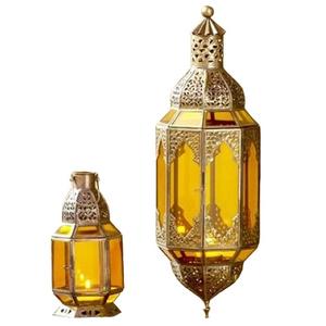 Home Hotel Restaurant Handcrafted Decorative New Style Candle Iron <b>Lantern</b> Clear <b>Glass</b> <b>Lantern</b> Use Item - Product Image 3