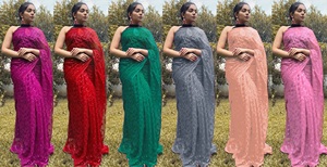 Saree indien ethnique le plus récent Sari de créateur de séquences exclusif à la mode pour les mariages et les événements spéciaux Style indien et pakistanais - Product Image 2