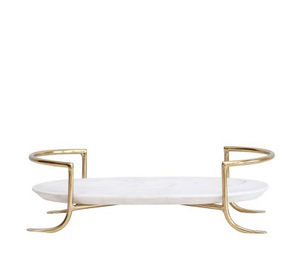 Soporte para Pastel Ovalado de Primera Calidad, Moderno, de Alta Gama, de Metal y Mármol, Diseño Decorativo - Product Image 4