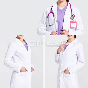 Blouse de travail d'hiver pour hommes, blanche, à manches longues, avec poches, pour infirmières et personnel de laboratoire - Product Image 3