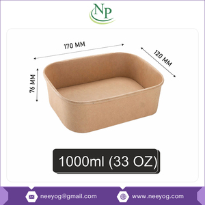 Reputed Manufacturer Selling Eco-friendly & Leakproof Rectangle Shape Food <b>Take</b> <b>Away</b> 1000ml Kraft Paper <b>Containers</b> or Boxes - Product Image 2