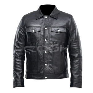 Chaqueta de Cuero Negra Premium para Hombre, Chaqueta de Motero Duradera y Moderna con Bolsillos Funcionales - Product Image 1