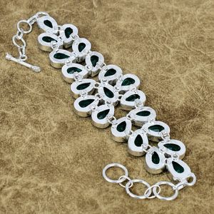 Bracelet en argent sterling fait main avec apatite verte et quartz, lien en forme de poire, bijoux cadeau - Product Image 3