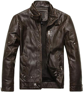 Veste coupe-vent en cuir pour hommes Veste en cuir respirante pour hommes Automne Hiver Veste en cuir classique pour hommes - Product Image 4