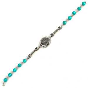 925 Sterling Silver <b>Charm</b> Bracelet with Turquoise Stone and Greek Coin Design Religious Style Stainless Steel <b>Bangles</b> Gift - Product Image 2