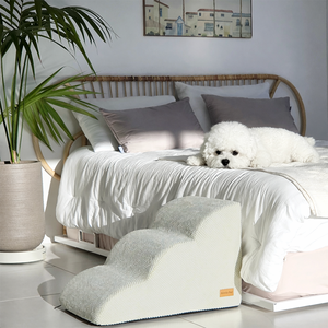 [AllmioPet] Marchepieds pour animaux de compagnie en tissu doux Cloud, 3 marches, ivoire AMP 3 IV, escalier pour chien et chat pour une vie intérieure confortable - Product Image 4