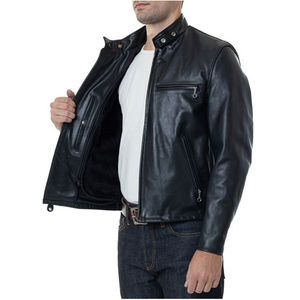 Chaqueta de cuero de motocicleta vintage unisex ropa de abrigo de cuero genuino ropa de moda elegante invierno cálido personalizado al por mayor - Product Image 4