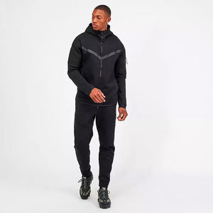 Survêtement de Sport en coton blanc uni pour homme, survêtement en coton personnalisé à fermeture éclair, Top tendance - Product Image 1