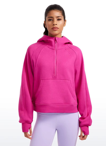 Sudadera Nueva para Mujer, 100% Algodón, Estilo Casual, Color Sólido, Manga Larga, Cuello Alto, Media Cremallera, Bolsillo, Corte Holgado - Product Image 5