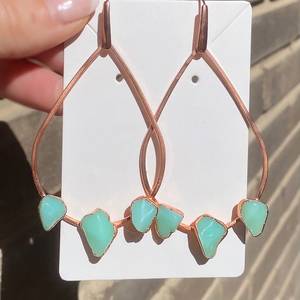 Pendientes de Aro de Cobre con Cuarzo Verde Menta, Joyería Boho Electroformada, Pendientes de Piedras Preciosas de Cristal Hechos a Mano - Product Image 2