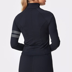 Chaqueta para correr de manga corta con media cremallera para mujer, LICRA elástica de cuatro vías/nailon, ropa deportiva cálida ajustada para Yoga de talla grande - Product Image 4