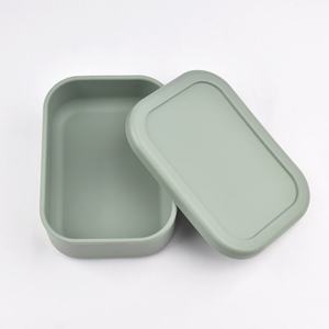 Stock Silicone Portable Rectangle <b>Lunch</b> <b>Box</b> Large Capacity No Compartment Bento <b>Box</b> Microwave Safe Student Use - Product Image 6