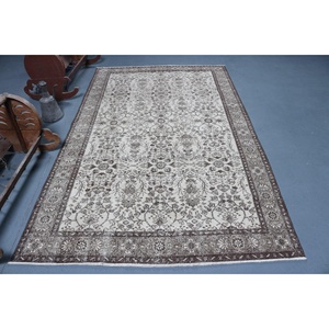 Alfombra Grande Vintage, Alfombra Turca de 5.2x8.6 pies, Alfombra de Lana Gris Ombré - Product Image 1