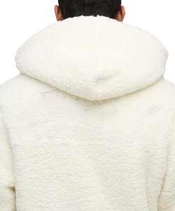 Custom Solid Beige <b>Sherpa</b> <b>Fleece</b> Hoodie 100% Cotton Windproof Eco-friendly Warm Winter Fluffy Pullover for <b>Men</b> Wholesale - Product Image 5