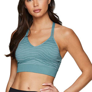 Soutien-gorge de sport à maintien élevé pour femmes, bretelles croisées à l'avant, logo personnalisé, respirant, en élasthanne/nylon, service OEM, faible MOQ, best-seller pour la salle de sport - Product Image 2