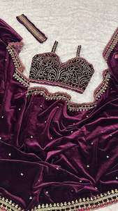 Sari de Seda Banarasi con Blusa de Lino para Niñas, Ropa Étnica India Festiva para Fiesta, Diseño Tradicional Indio en 2025 - Product Image 2