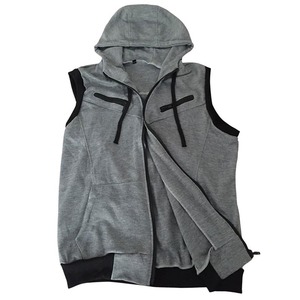 <b>Men's</b> 100% Cotton Gym Muscle Hoodie <b>Vest</b> Summer Sleeveless Zipper Tank Tops for Bodybuilding Fitness Singlets Hooded <b>Vest</b> - Product Image 5