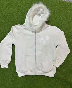 Sweat-shirt à capuche personnalisable en fourrure avec impression en relief pour homme, style streetwear hip-hop, esthétique, pour l'hiver - Product Image 1