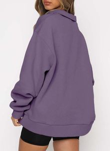 Sudaderas personalizadas de estilo deportivo con media cremallera para mujer, sudaderas transpirables de algodón con estampado en relieve en 3D, ropa de calle con media cremallera - Product Image 5