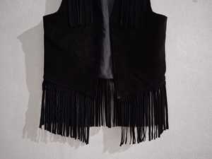 Por encargo de diseño único sin mangas de hueso con cuentas de estilo vaquera chalecos de cuero - Product Image 4