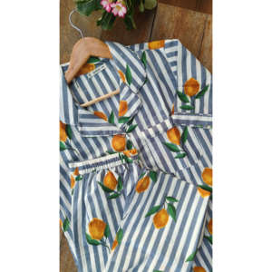 Conjunto de Salón Lemon Zest Stripe con Cinta Elástica a Juego, Tejido Transpirable - Product Image 3