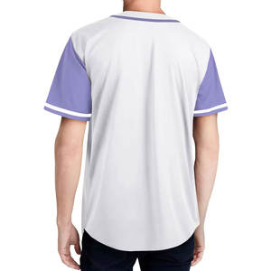Venta al por mayor OEM ODM hombres de moda botón uniforme de béisbol personalizado sublimación manga corta Jersey de béisbol en blanco - Product Image 5