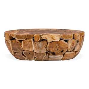 Mesa de Centro Artesanal Resistente Hecha a Mano con Madera de Teca Sólida, Acabado Natural de Alta Calidad, Diseño Rústico Moderno, Muebles para Sala de Estar - Product Image 1