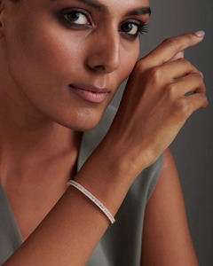 Elongated Baguette Round Diamond Oval <b>Bangle</b> 1.96 Ct Natural Diamond G-H Color VS-SI Clarity 14K <b>Solid</b> <b>Gold</b> Elegant Bridal Piece - Product Image 3