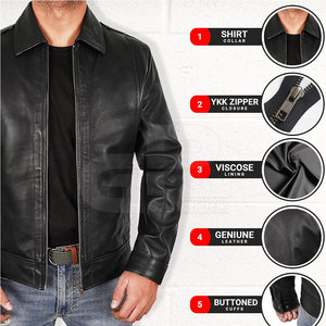 Nouvelle veste en cuir d'hiver Veste en cuir à col montant Veste en cuir à quantité minimale de commande basse Veste en cuir à vendre - Product Image 3