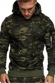 Sweat-shirts à capuche pour hommes de haute qualité, camouflage, tissu léger, logo personnalisé, streetwear, sweat-shirts à capuche unis, 100% coton molleton - Product Image 3
