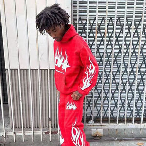 Jersey de gran tamaño chándales de dos piezas de peso pesado estampado de seda Jogger hombres Sudadera con capucha conjunto de pantalones de sudor Unisex invierno adulto Logo - Product Image 1