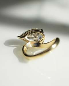 12x8mm Pear Cut White Moissanite Engagement <b>Ring</b> Unique Bypass Band <b>Solitaire</b> <b>Ring</b> 925 <b>Silver</b> 10k 14k 18k Gold Wedding Jewelry - Product Image 2