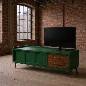ขาตั้งทีวีไม้เนื้อแข็งสำหรับห้องนั่งเล่นและเฟอร์นิเจอร์อพาร์ทเมนต์สีเขียวมะกอกทำจากอินโดนีเซีย - Product Image 1