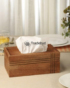 กล่องใส่กระดาษทิชชูไม้คุณภาพพรีเมียมลายดอกไม้สลักลายธรรมชาติ สำหรับตกแต่งบ้านอย่างยั่งยืน - Product Image 1