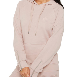 Sweats à capuche courts personnalisés pour femmes 345GSM polaire lâche rétro fermeture éclair plaine veste à capuche vierge pour un usage quotidien et extérieur - Product Image 5