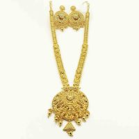 Conjunto de Joyería Nupcial Largo de Latón Chapado en Oro de 14K, 18K, 24K al por Mayor, Conjunto de Joyería de Moda Tradicional