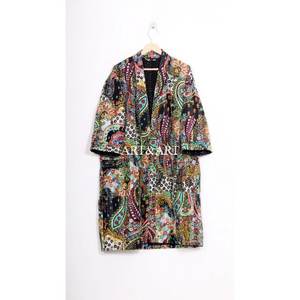 Kimono Kantha Élégant Fait Main pour l'Été, Imprimé Floral, Style Bohème Japonais, Manteau Long Multicolore, Décontracté, pour la Plage et l'Hiver - Product Image 2